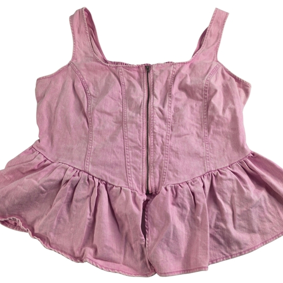 Future Collective W/Gabriella Sleeveless Denim Corset Top Sz L Pink 2887-BE - Picture 4 of 15